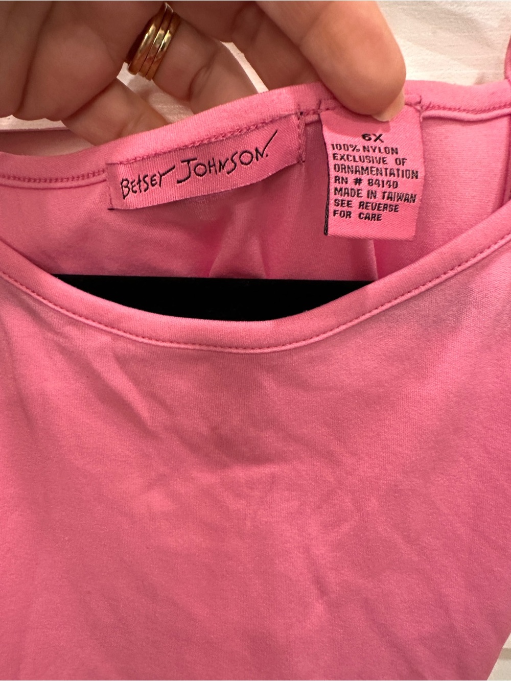 Kids vintage Betsey Johnson Sheer with tank Hot Pink Dot Mesh Blouse 6X girls - Picture 5 of 6